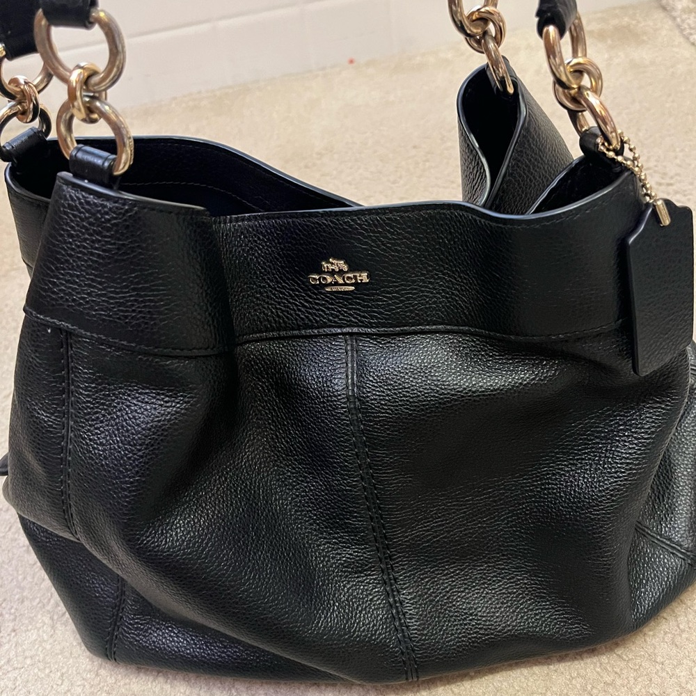 Coach Black Shoulder Bag with Gold Hardware